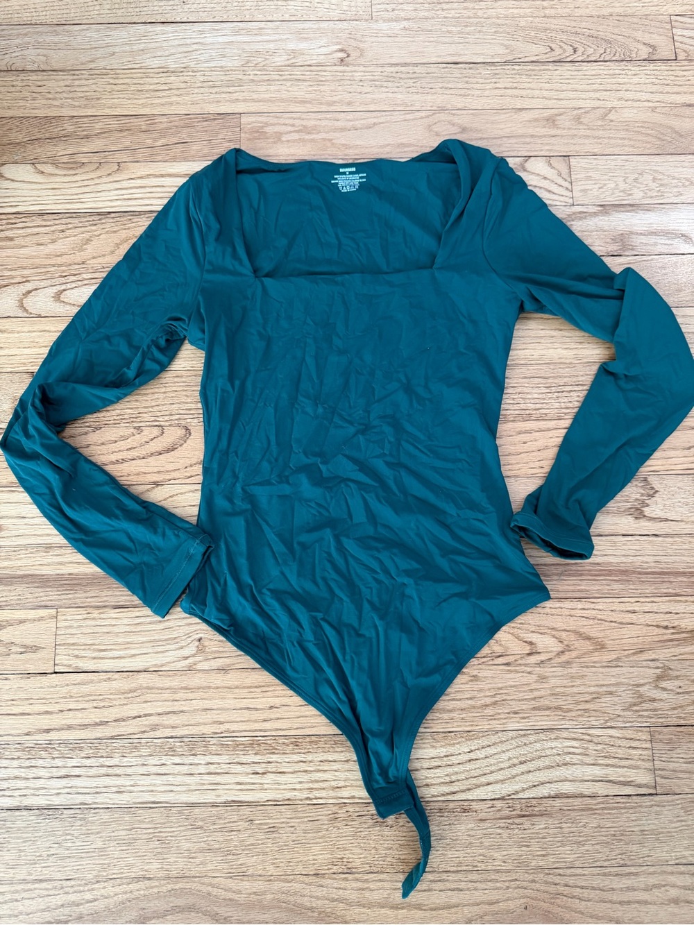 Long Sleeve Square Neck Bodysuit in Teal